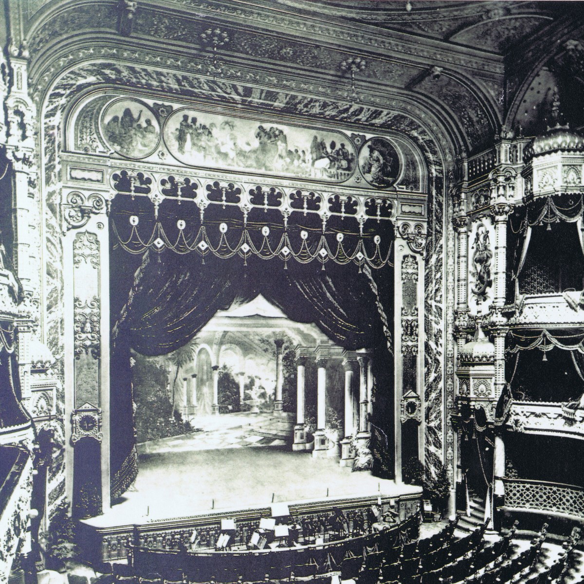 An old picture of the Festival Theatre in black and white