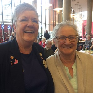 Maxine Regan and Sandra Brown smiling