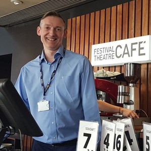 Portrait of Matthew in the Festival Theatre Cafe